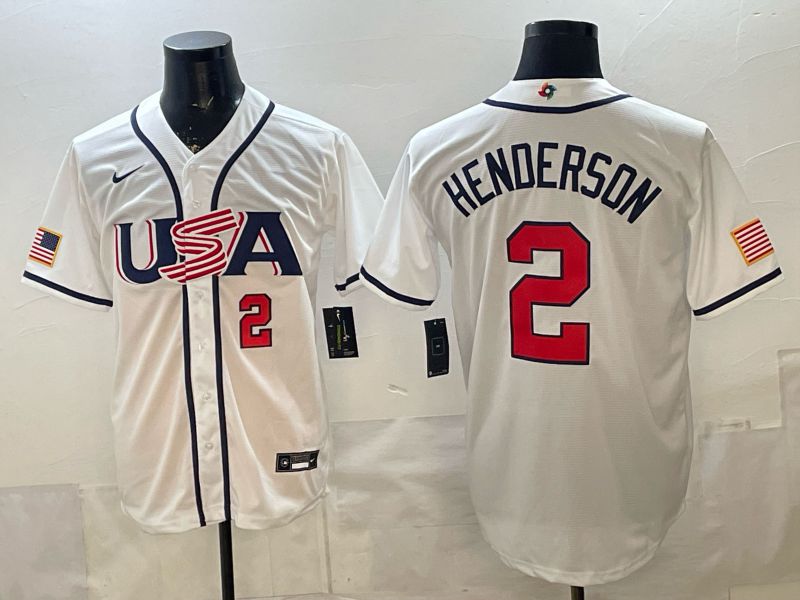 Men 2026 World Cub USA #2 Henderson White Game Nike MLB Jersey style 004